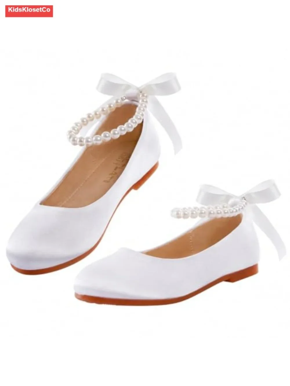 Toddler Girls Princess Mary Jane Flats, Pearl Ankle Strap Dress Shoes
